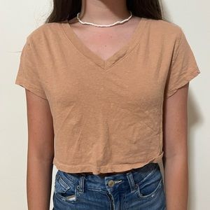 Cropped V-neck t-shirt